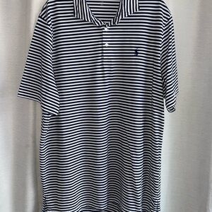 Ralph Lauren Navy and White Striped Polo Shirt